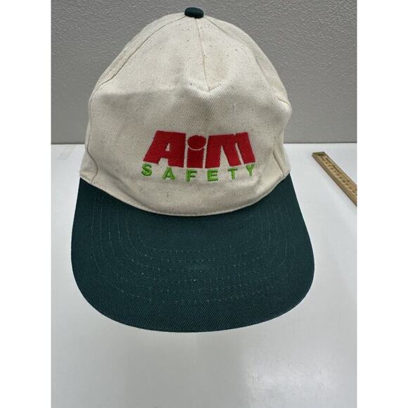 KC Snapback Hat Aim Safety Adjustable Tan and Green Brim Embordered - Picture 1 of 6